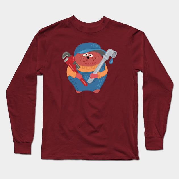 Cat plumber Long Sleeve T-Shirt by Catdog